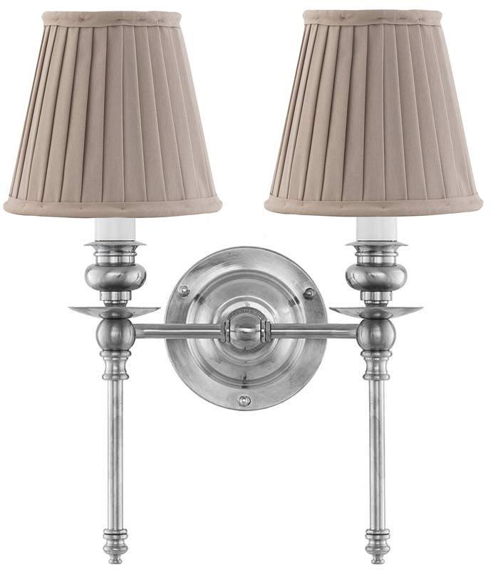 Vägglampa - Wivallius nickel, beige tygskärm image