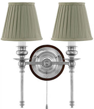 Wivallius Wall Light - Nickel with Olive green Fabric Shades. thumbnail image