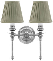 Wivallius Wall Light - Nickel with Olive green Fabric Shades. thumbnail image