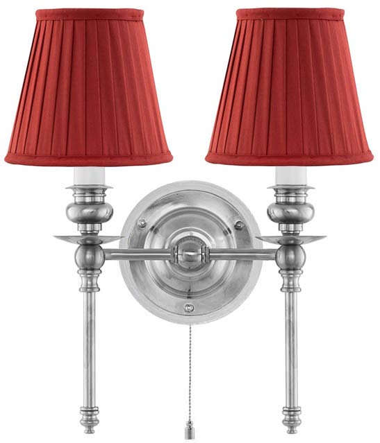 Wivallius Wall Light - Nickel with Green Fabric Shades. image