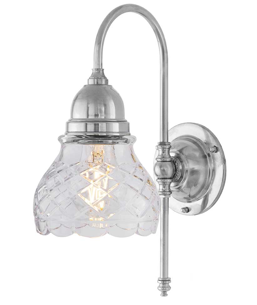 Bathroom Wall Light - Ahlström - Nickel, Clear Glass