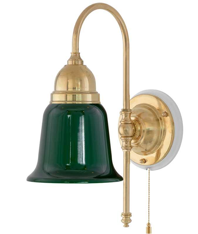 Wall Light - Ahlström - Brass with Green Bell Shade image