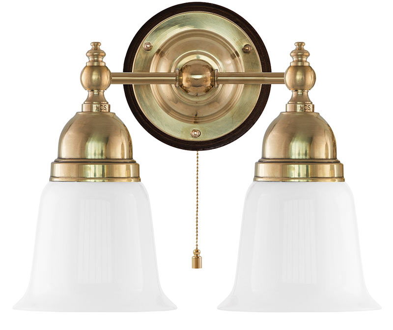 Wall Light - Bergman - Brass, Opal White Bell Shades image
