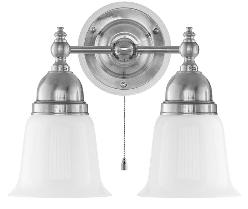 Wall Light - Bergman - Nickel, Opal White Bell Shades image
