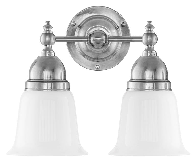 Wall Light - Bergman - Nickel, Opal White Bell Shades