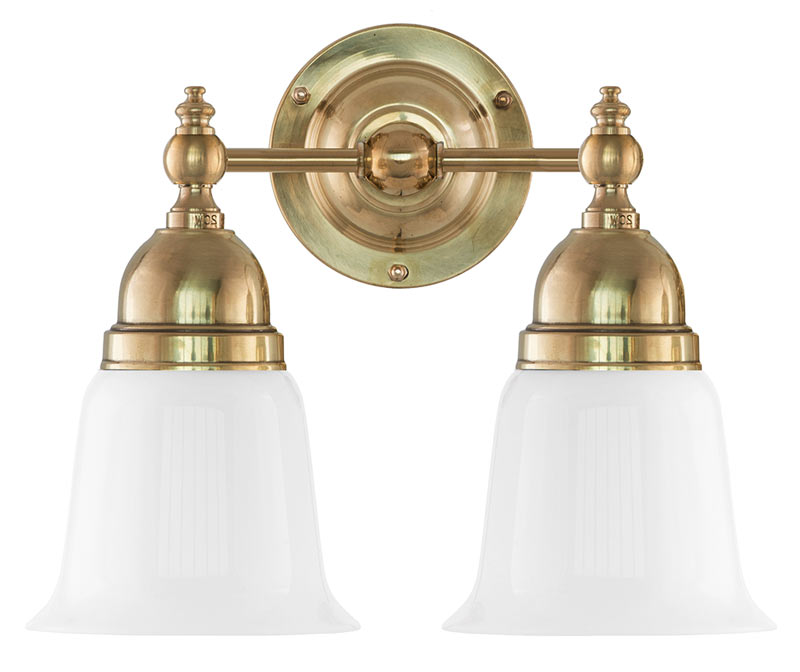 Wall Light - Bergman - Brass, Opal White Bell Shades image