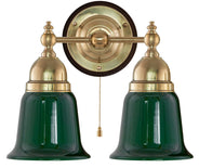 Wall Light - Bergman - Brass, Green Bell Shades thumbnail image