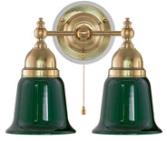 Wall Light - Bergman - Brass, Green Bell Shades thumbnail image
