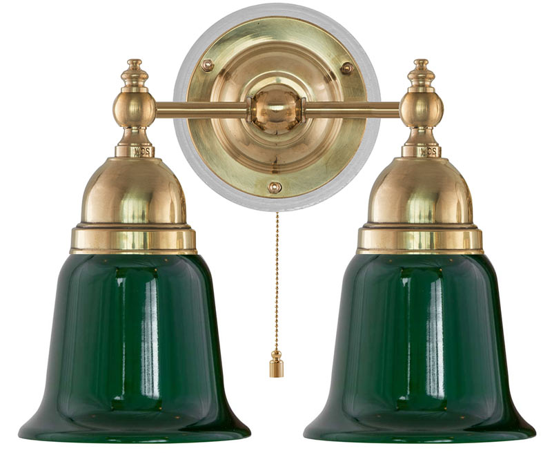 Wall Light - Bergman - Brass, Green Bell Shades image