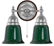 Wall Light - Bergman - Nickel, Green Bell Shades thumbnail image