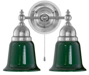 Wall Light - Bergman - Nickel, Green Bell Shades thumbnail image