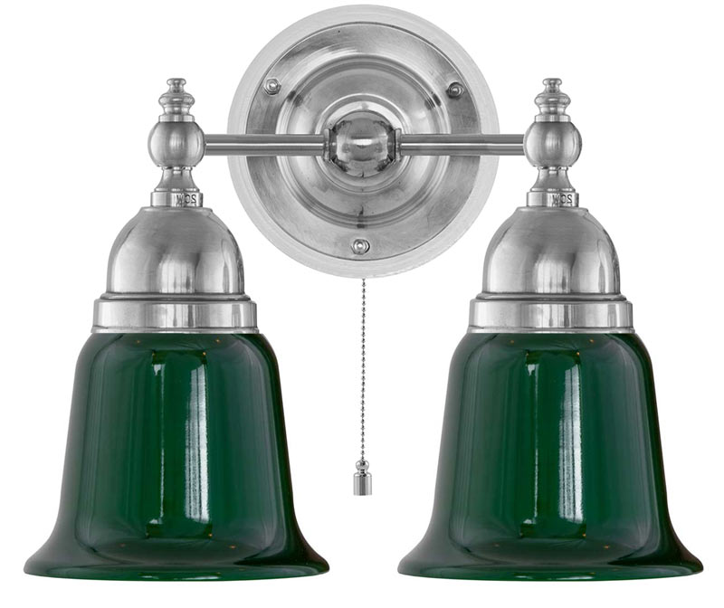 Wall Light - Bergman - Nickel, Green Bell Shades image