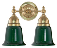 Wall Light - Bergman - Brass, Green Bell Shades thumbnail image