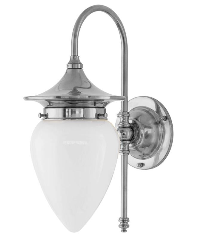 Bathroom Light - Fryxell - Nickel, Opal White Drop Shade