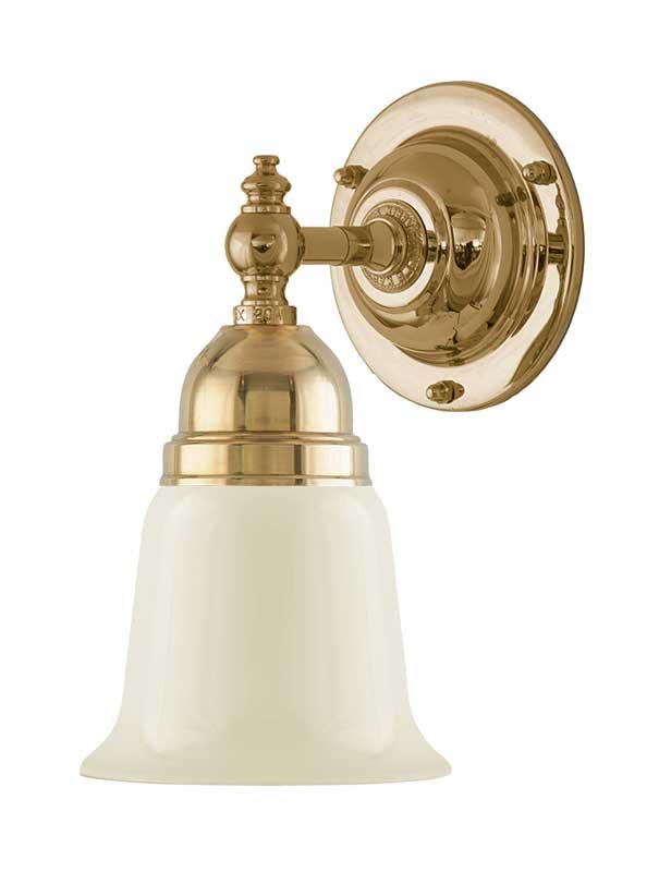 Badrumslampa - Adelborg mässing, benvit klocka image