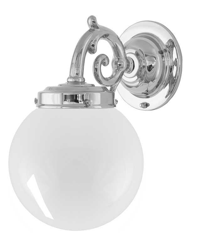 Vägglampa - Topelius förnicklad opalvit klot image