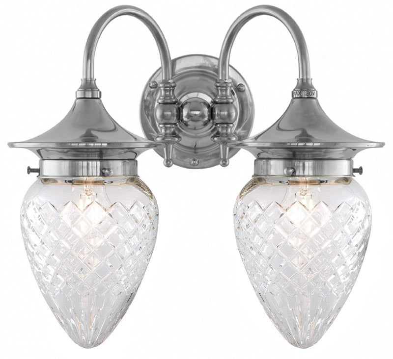 Bathroom Wall Light - Tigerstedt, Nickel - Clear Glass Shade image