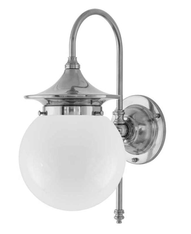 Badrumslampa - Fryxell förnicklad opalvit klot image