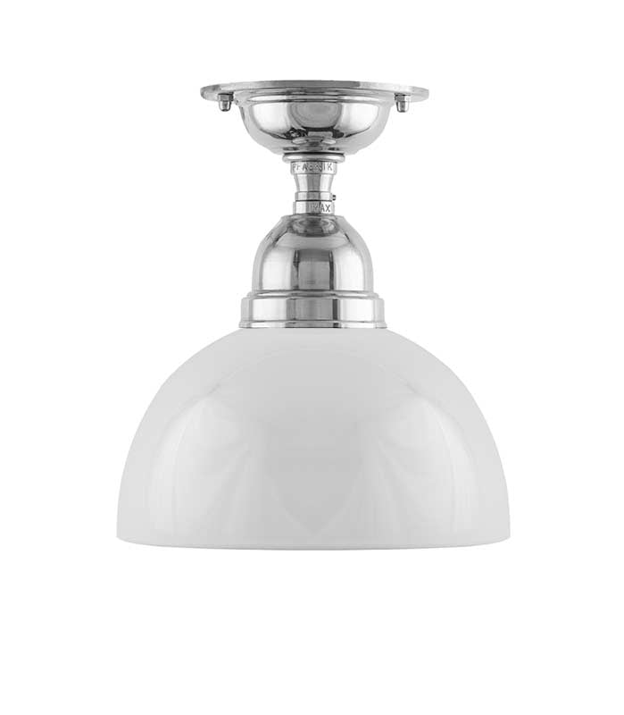 Bathroom Light - Byström 60 Ceiling Light - Nickel - Rounded Glass Shade image