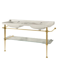 Sink with Bronze Legs & Glass Shelf - Art Deco - Double 150 cm thumbnail image