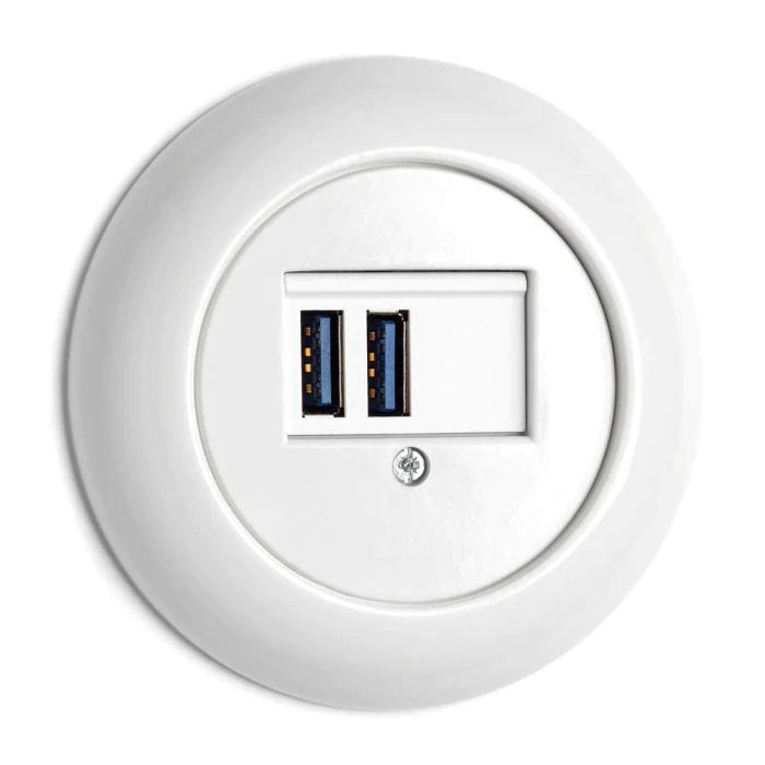 USB Outlet - White Porcelain