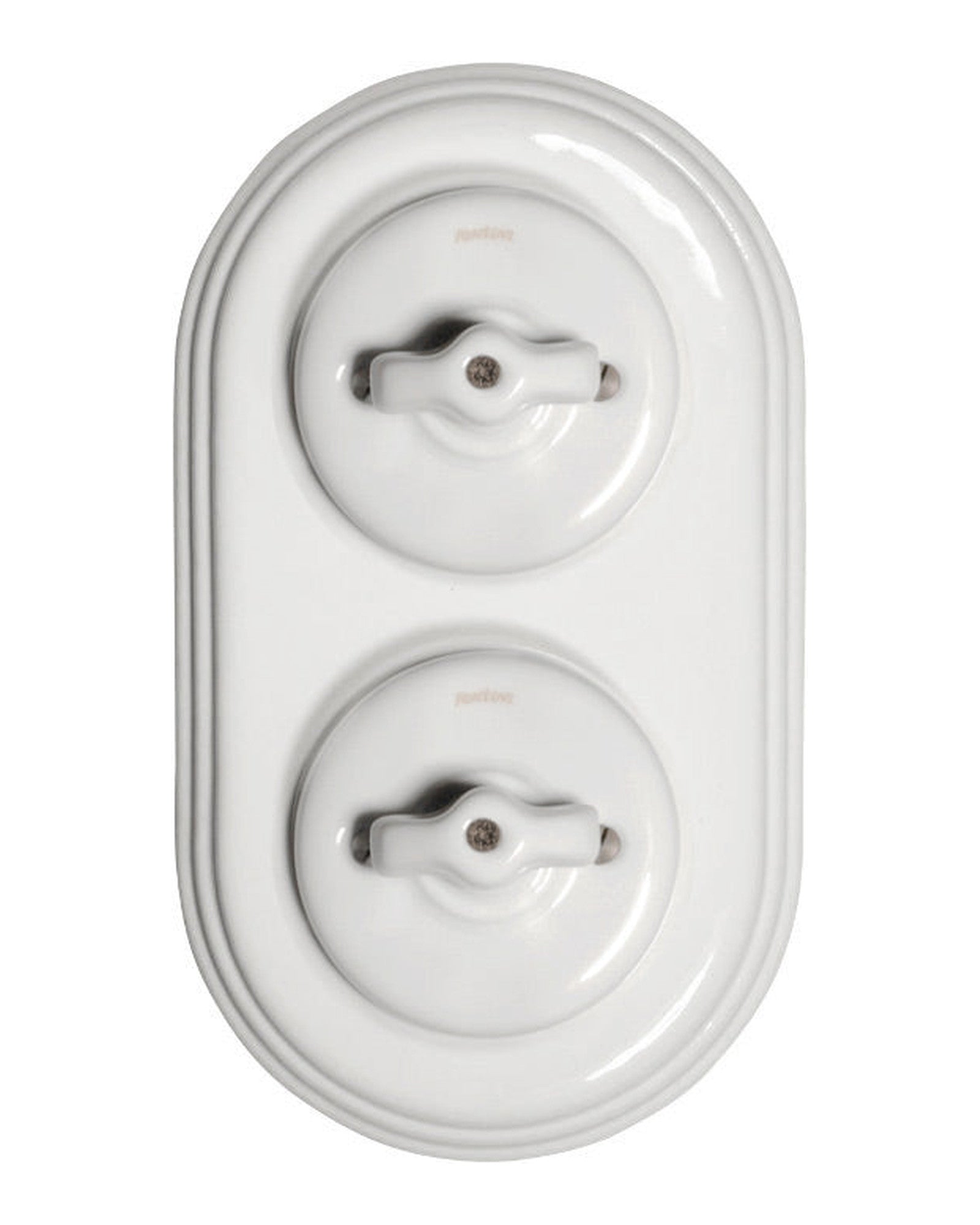 Interrupteur double pour escalier - Porcelaine blanche image