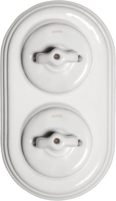 Rotary Light Switch Double - White porcelain image