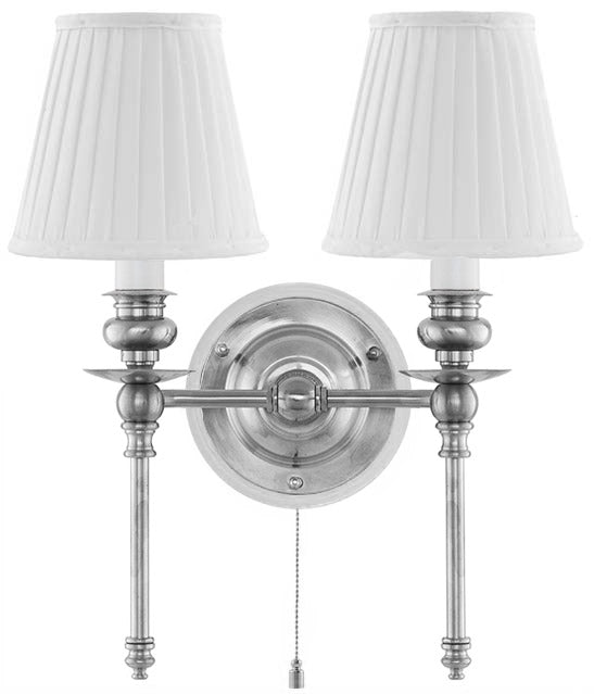 Wivallius wall light - nickel with white fabric shades image
