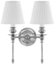Wivallius wall light - nickel with white fabric shades thumbnail image