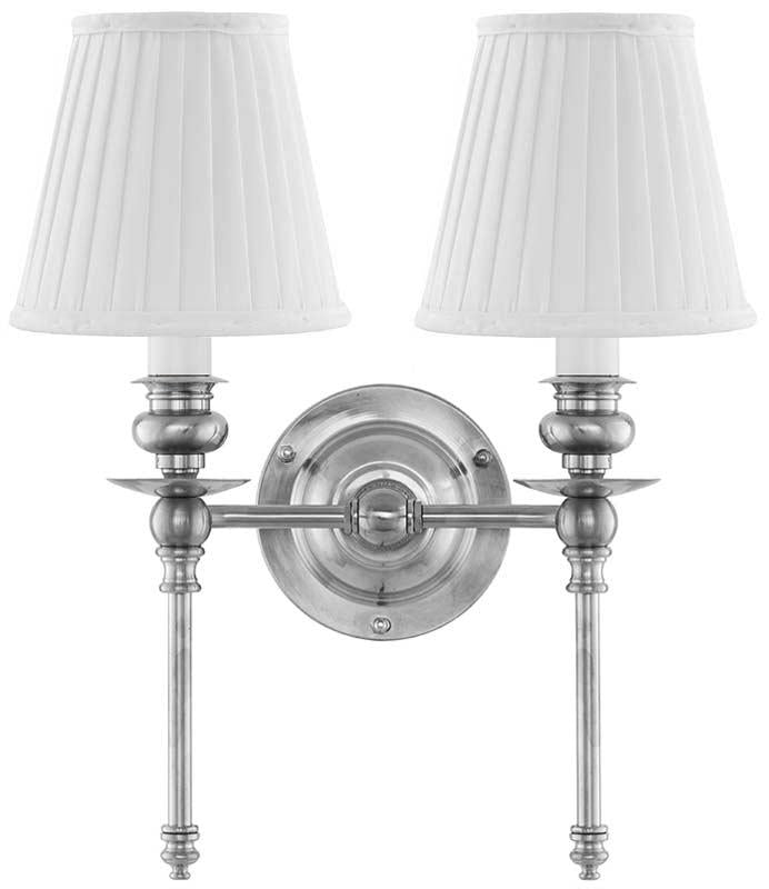 Vägglampa - Wivallius nickel, vit tygskärm image