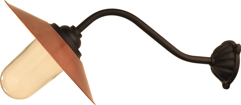 Exterior Lamp - Fixed 45° Light, Hook Mount Arm, Copper Shade