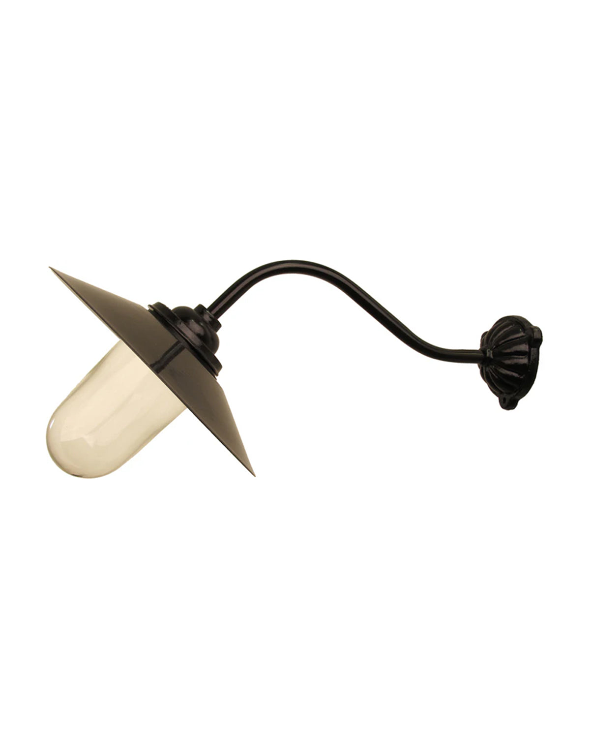 Outdoor Light - Fixed 45° Light, Hook Mount Arm, Black Shade